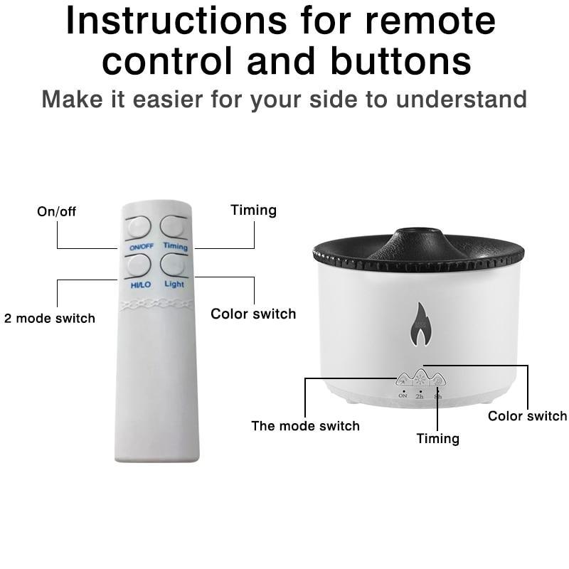 Newest Volcanic Flame Aroma Diffuser Essential Oil 360ml USB Portable Air Humidifiers With Smoke Ring Night Light Lamp Difusers | Fugo Best