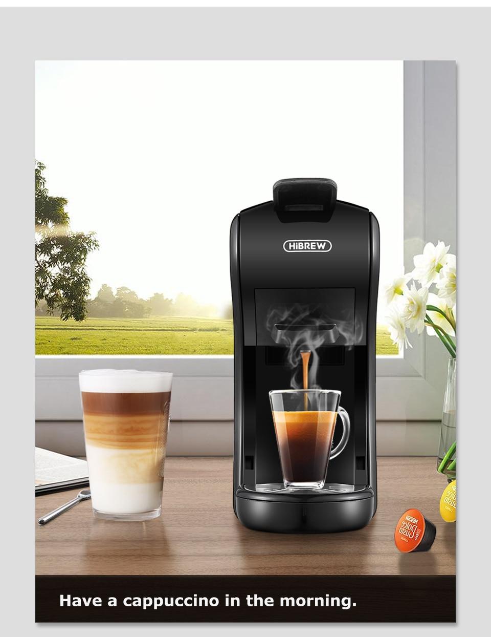 HiBREW Coffee Machine 19 Bar 3in1&4in1 Multiple Capsule Espresso Cafetera , Pod Coffee Maker Dolce Milk&Nexpresso &Powder H1 | Fugo Best