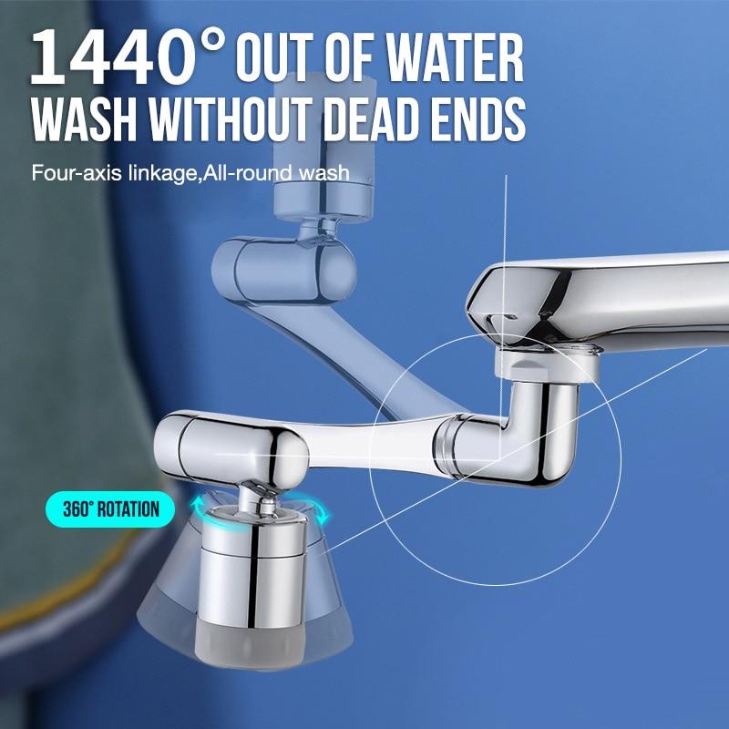 Stainless steel Universal 1080 Swivel Robotic Arm Swivel Extension Faucet Aerator Kitchen Sink Faucet Extender 2Water Flow Mode | Fugo Best