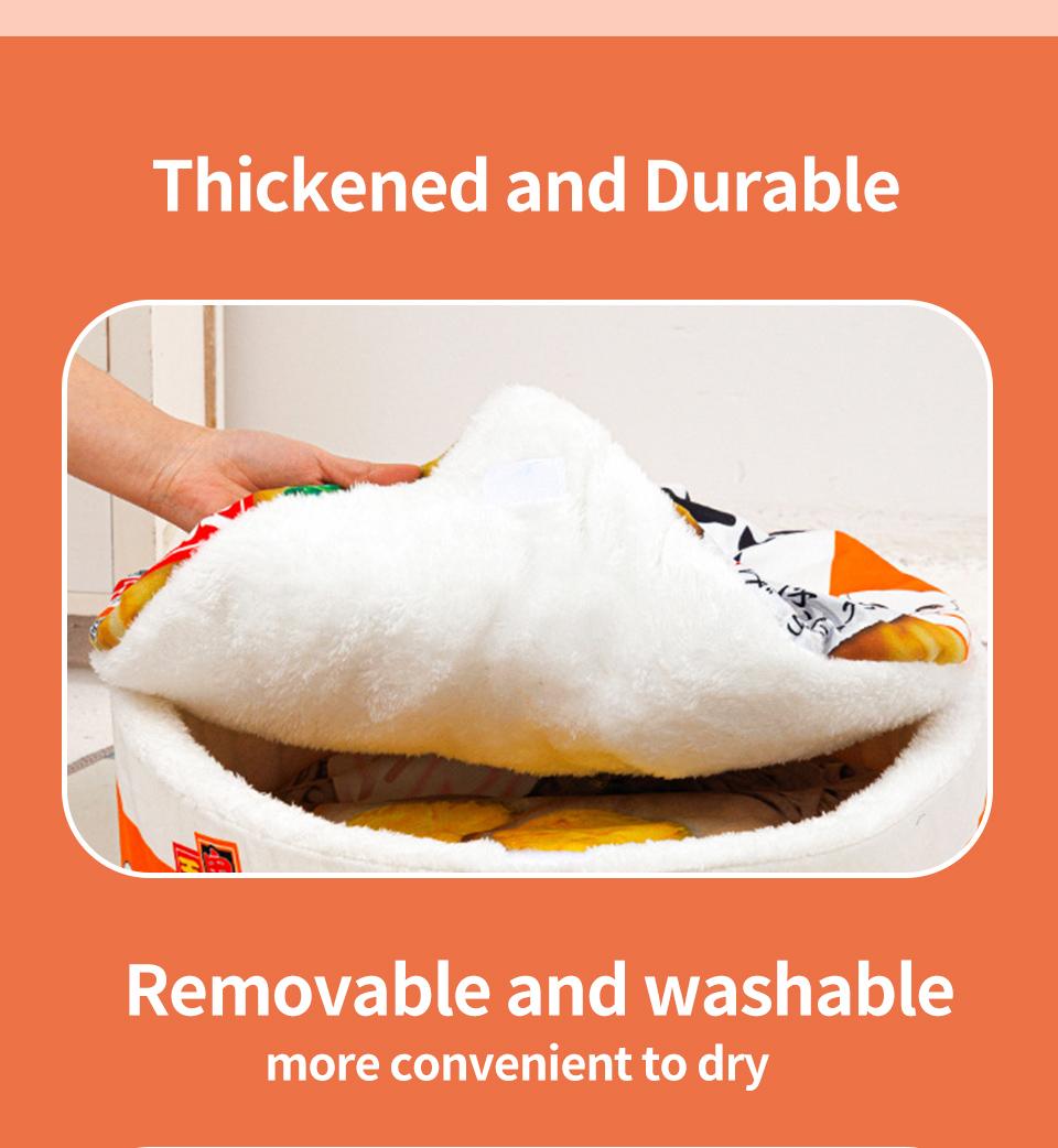 Pet Dog Cat House Kennel Super Large Instant Noodle Warm Dog Cat Nest Beds Cushion Udon Cup Noodle Pet Bed Cozy Nest | Fugo Best