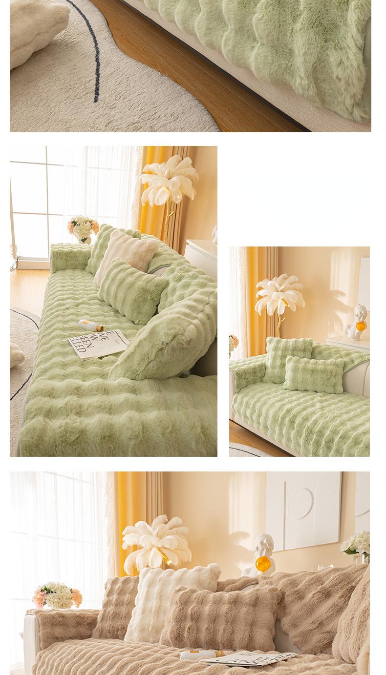 Thicken Rabbit Plush Sofa Cover Nordic Solid Color Sofa Towel Covers Non-slip Couch Slipcovers Sofa Towel for Living Room Decor | Fugo Best