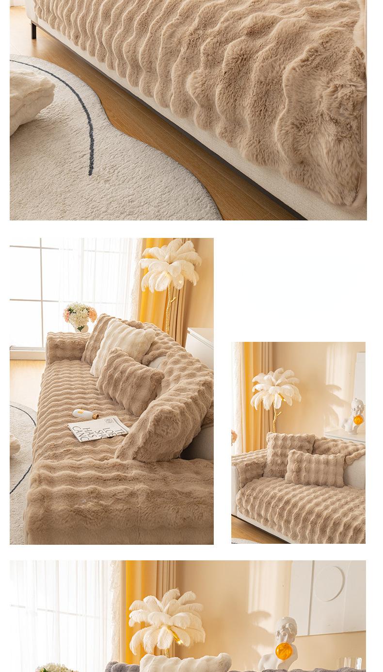 Thicken Rabbit Plush Sofa Cover Nordic Solid Color Sofa Towel Covers Non-slip Couch Slipcovers Sofa Towel for Living Room Decor | Fugo Best