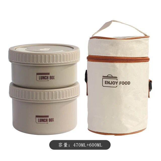 Thermal Insulation Lunch Box 316 Stainless Steel Bento Box Portable Circular Office Student Seal Microwavable Food Container | Fugo Best