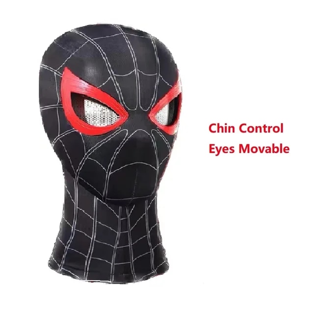Spiderman Mask Eyes Movable Remote Control Spiderman Mask Peter Parker Halloween Cosplay Costume Mask Spandex Fabric Material | Fugo Best