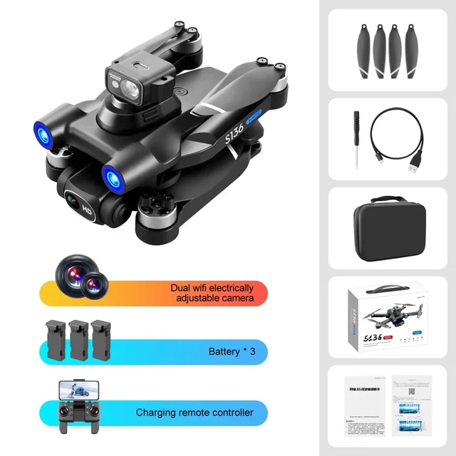 S136 GPS Rc Drone 4K HD Dual Camera Professional 5G Aerial Photography Obstacle Avoidance Brushless Automatic Return Helicopter | Fugo Best