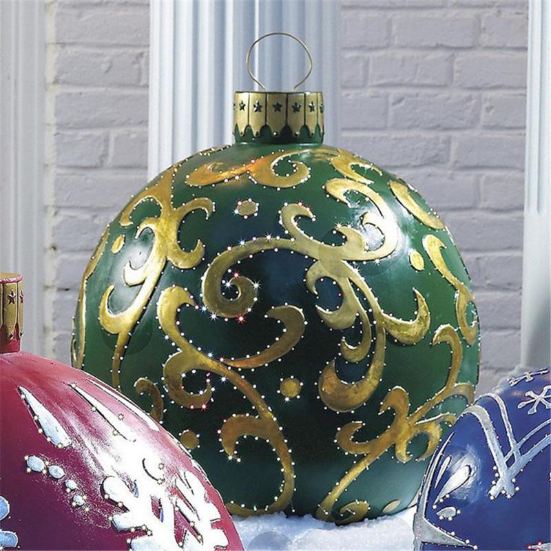 60cm Outdoor Christmas Inflatable Decorated Ball PVC Giant Big Large Balls Xmas Tree Decorations Toy Ball Without Light Ornament | Fugo Best