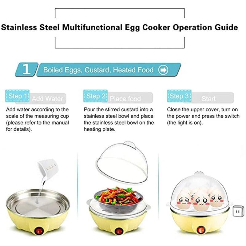 7 Eggs Boiler Steamer Multi Function Rapid Electric Egg Cooker Auto-Off Generic Omelette Cooking Tools Kitchen Utensil Breakfast | Fugo Best