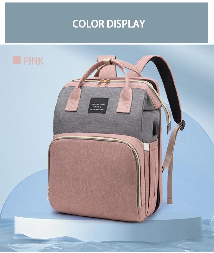 Folding Mommy Bag Lightweight Portable Folding Crib Bed Large-capacity Baby Backpack Female Mommy Outting Bag Mummy Bag | Fugo Best