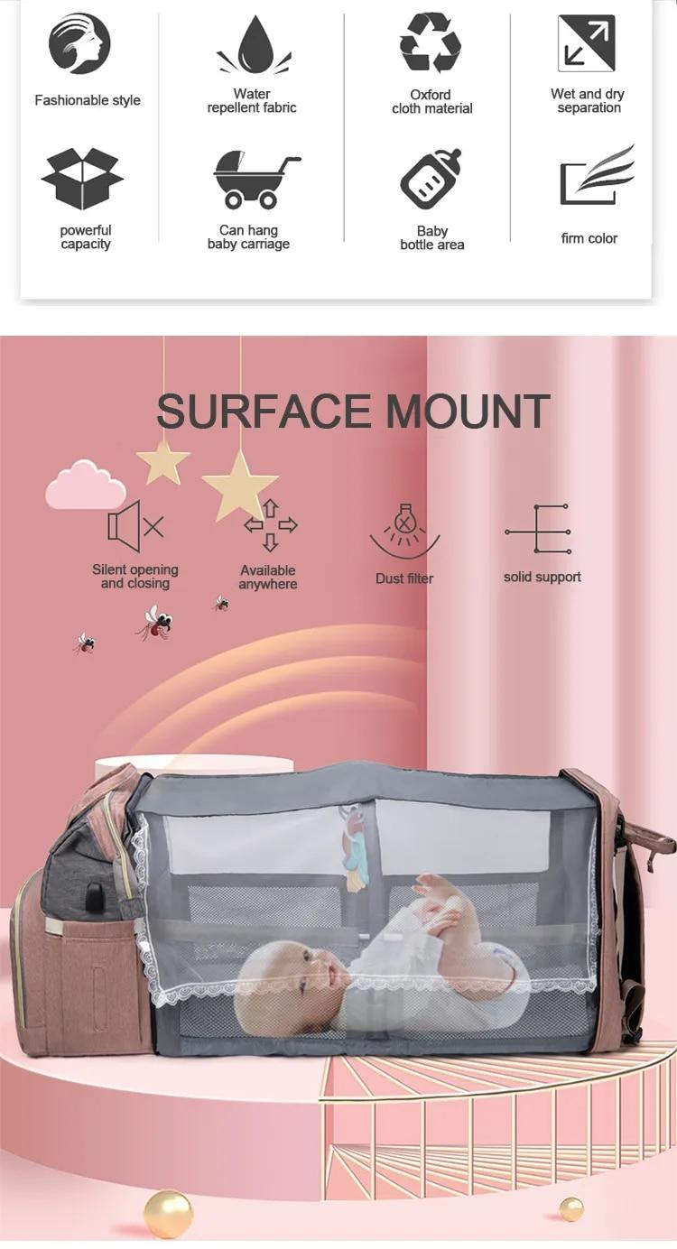 Folding Mommy Bag Lightweight Portable Folding Crib Bed Large-capacity Baby Backpack Female Mommy Outting Bag Mummy Bag | Fugo Best