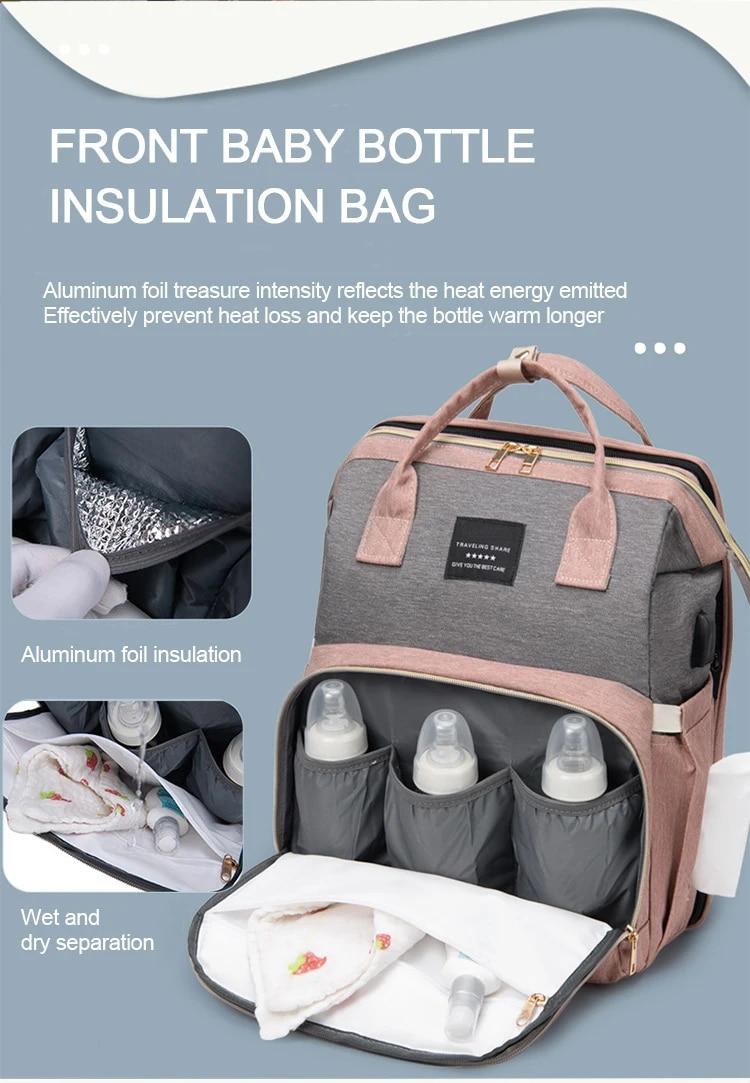 Folding Mommy Bag Lightweight Portable Folding Crib Bed Large-capacity Baby Backpack Female Mommy Outting Bag Mummy Bag | Fugo Best