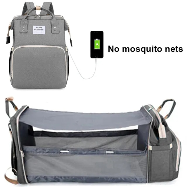 Folding Mommy Bag Lightweight Portable Folding Crib Bed Large-capacity Baby Backpack Female Mommy Outting Bag Mummy Bag | Fugo Best