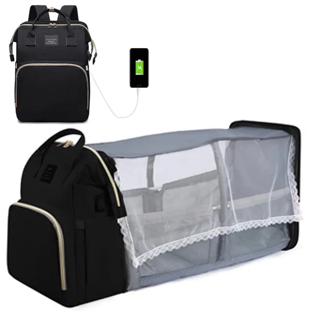 Folding Mommy Bag Lightweight Portable Folding Crib Bed Large-capacity Baby Backpack Female Mommy Outting Bag Mummy Bag | Fugo Best