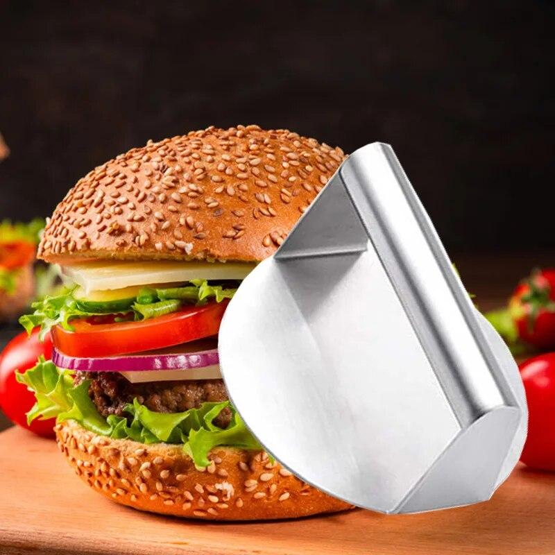 430 stainless steel hamburger meat press circular square burger meat press kitchen tool meat press plate 1PC | Fugo Best