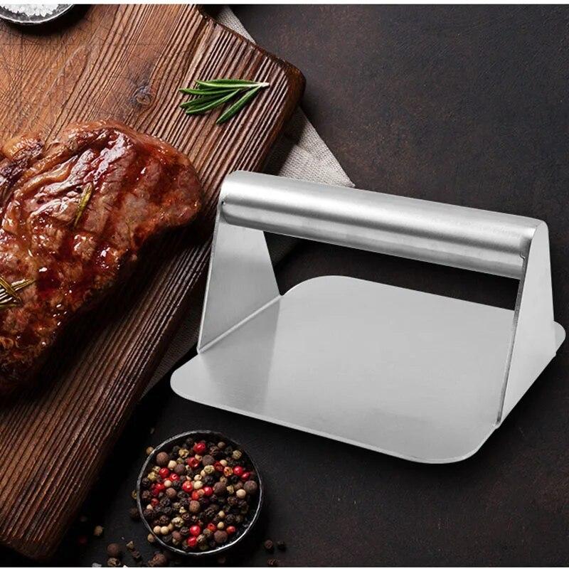 430 stainless steel hamburger meat press circular square burger meat press kitchen tool meat press plate 1PC | Fugo Best