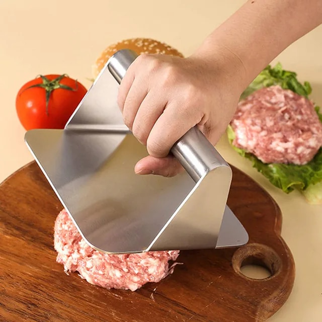 430 stainless steel hamburger meat press circular square burger meat press kitchen tool meat press plate 1PC | Fugo Best