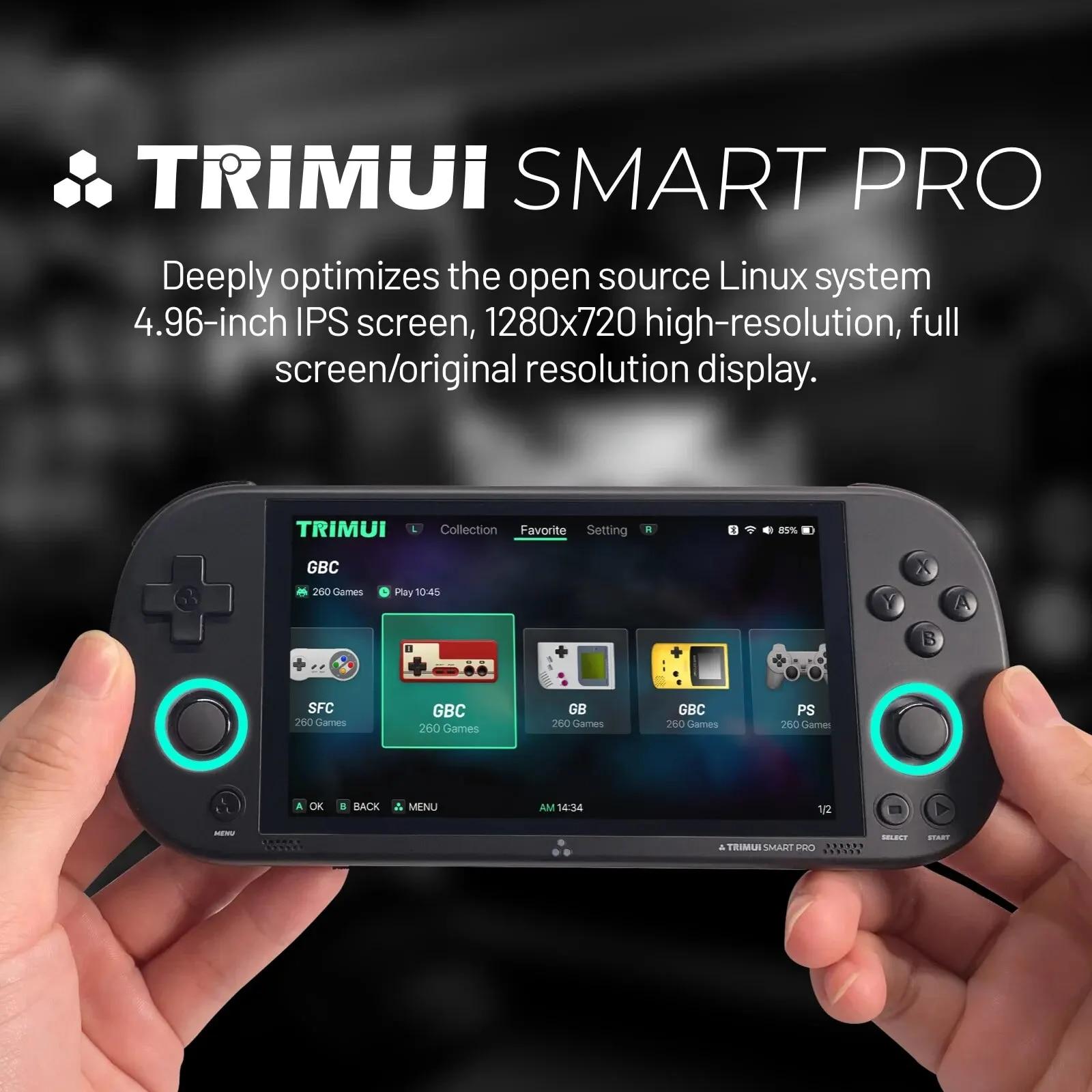 Ampown Smart Pro Handheld Game Console 4.96 IPS Screen Linux System Joystick RGB Lighting Trimui Retro Video Game Console Gift | Fugo Best