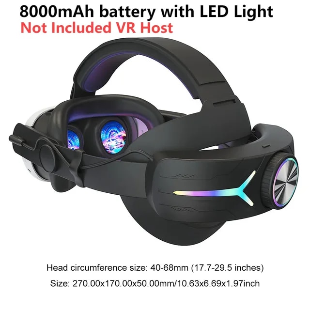 Head Strap For Meta Quest 3 Comfort Sponge VR Headwear Charging Headset with Built-in 8000/6000mAh Batteries For VR Accessories | Fugo Best