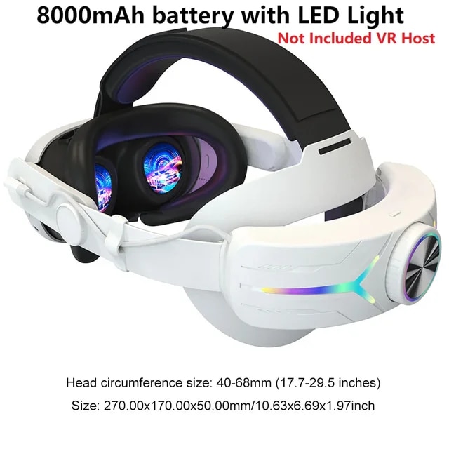 Head Strap For Meta Quest 3 Comfort Sponge VR Headwear Charging Headset with Built-in 8000/6000mAh Batteries For VR Accessories | Fugo Best