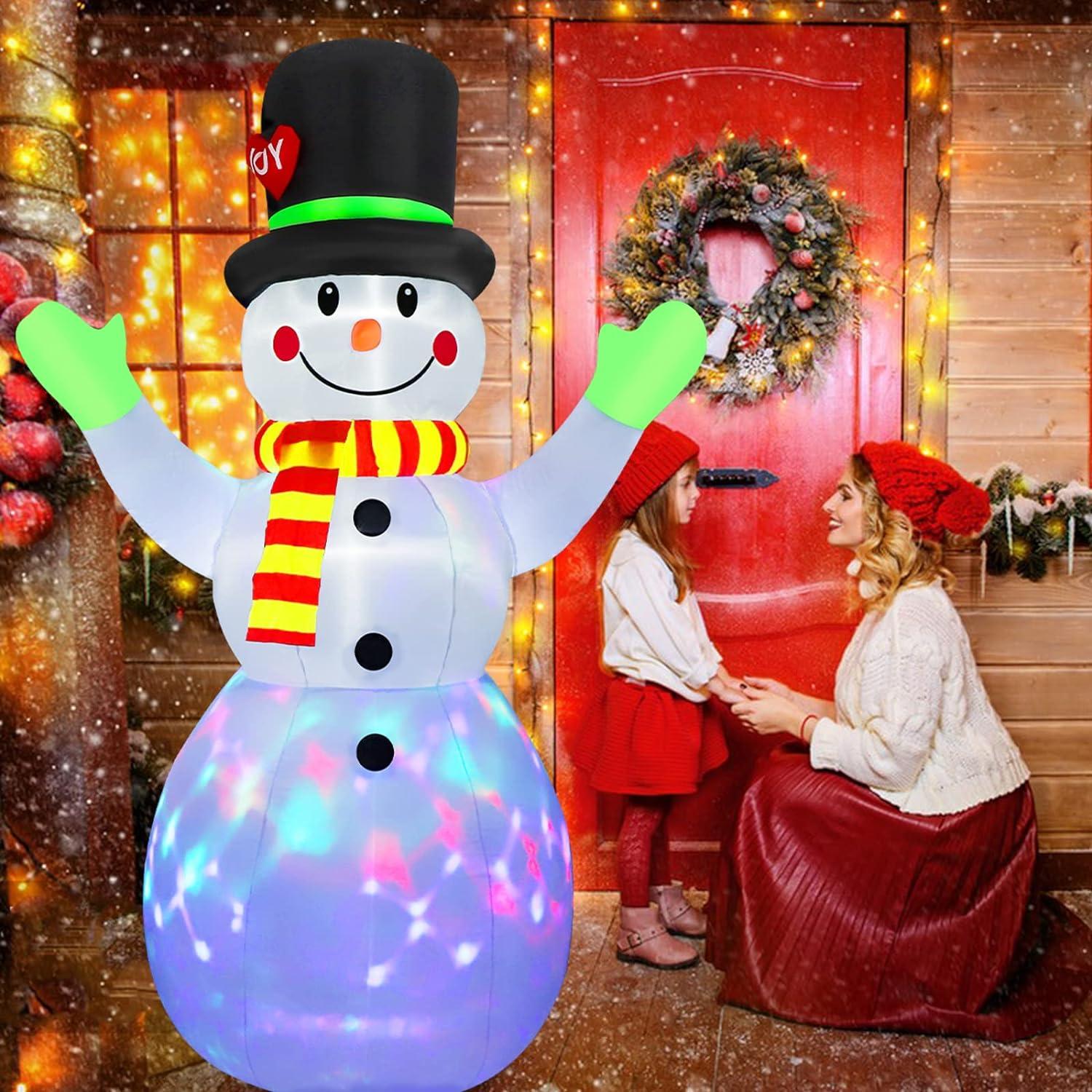 7FT Christmas Inflatables Snowman Outdoor Decorations Built-in Colorful Rotating LED Indoor outdoor garden decoration Xmas Gifts | Fugo Best