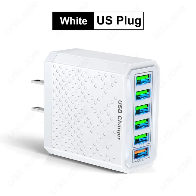 6 Ports USB Charger 3.1A Fast Charger 6 In1 Multi Charger EU US UK Plug Charger Adapter QC3.0 Quick Charger for iPhone 14 Xiaomi | Fugo Best