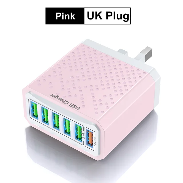 6 Ports USB Charger 3.1A Fast Charger 6 In1 Multi Charger EU US UK Plug Charger Adapter QC3.0 Quick Charger for iPhone 14 Xiaomi | Fugo Best