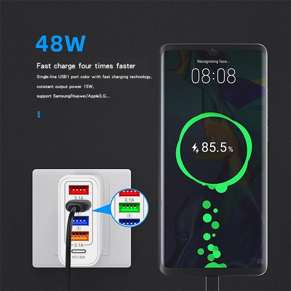 OLAF 48W USB Fast Charger 4-Port Charger Adapter for iPhone 12 13 Pro Max Xiaomi Phone Charger EU/US/UK Plug Fast Power Adapter | Fugo Best