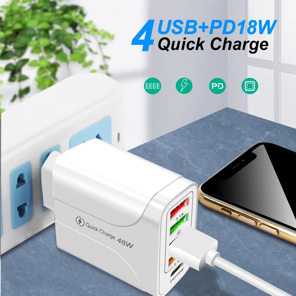 OLAF 48W USB Fast Charger 4-Port Charger Adapter for iPhone 12 13 Pro Max Xiaomi Phone Charger EU/US/UK Plug Fast Power Adapter | Fugo Best