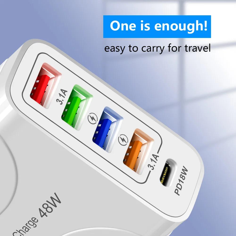OLAF 48W USB Fast Charger 4-Port Charger Adapter for iPhone 12 13 Pro Max Xiaomi Phone Charger EU/US/UK Plug Fast Power Adapter | Fugo Best