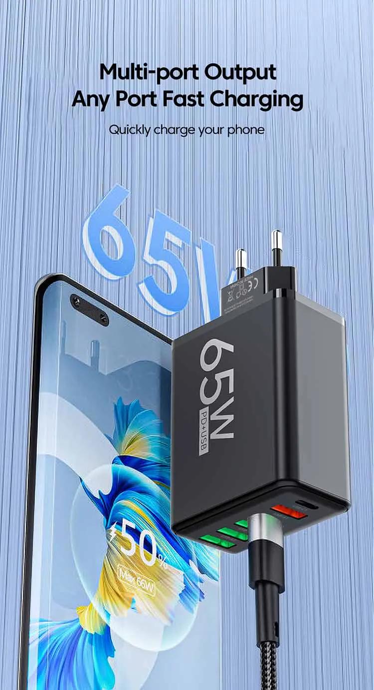 65W Fast Charger UK Plug EU US Plug 2 Ports Type C 4 Ports USB PD Fast Charger Power Adapter For iPhone 15 14 13 Xiaomi Samsung | Fugo Best
