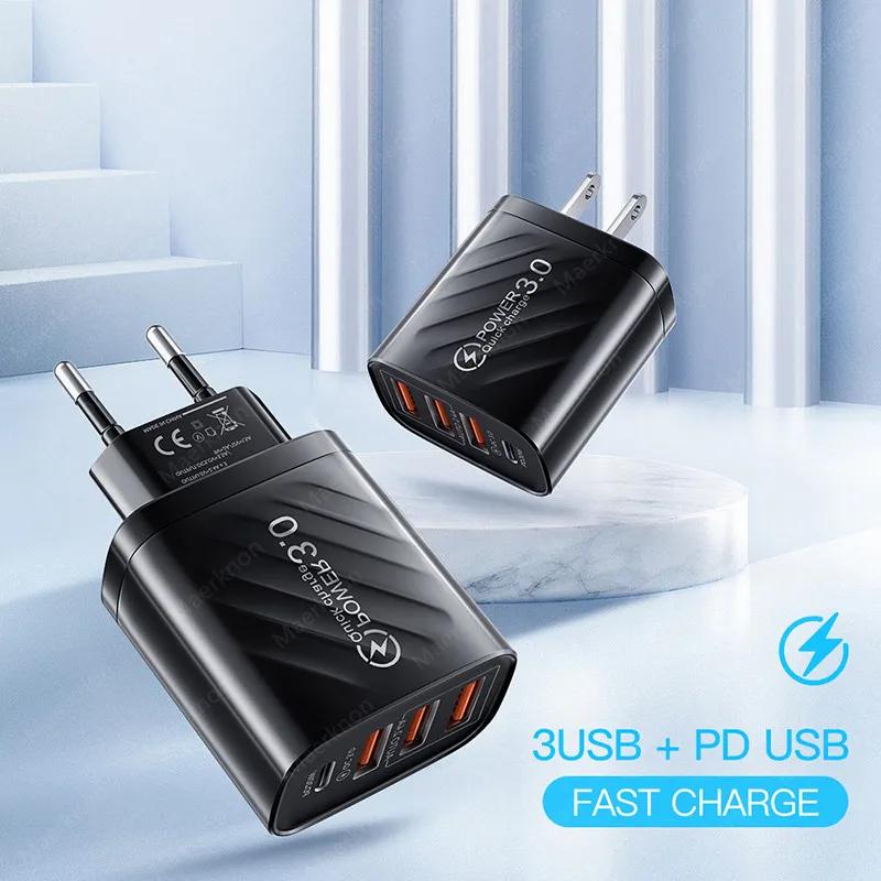 48W USB Charger 4Port Type C Quick Charge QC 3.0 For Samsung Xiaomi mi10 Huawei Charger adapter For Smartphones PD Fast Charging | Fugo Best