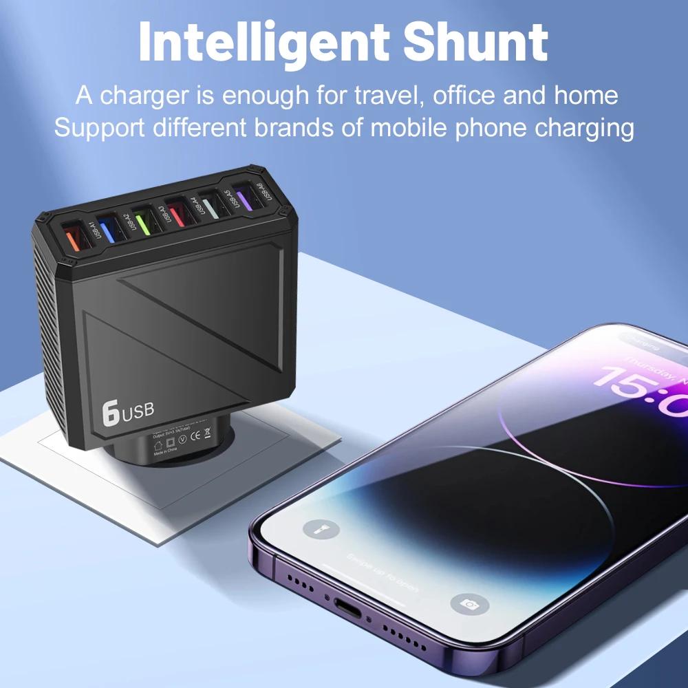 3.1A 6 Ports USB Charger Fast Charging Multi Port Phone Charger Adapter For iPhone Samsung Xiaomi Huawei EU/US Plug Wall Charger | Fugo Best