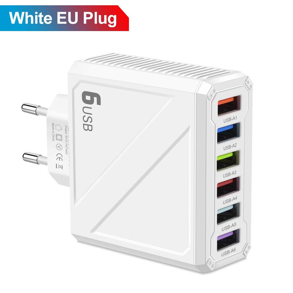 3.1A 6 Ports USB Charger Fast Charging Multi Port Phone Charger Adapter For iPhone Samsung Xiaomi Huawei EU/US Plug Wall Charger | Fugo Best