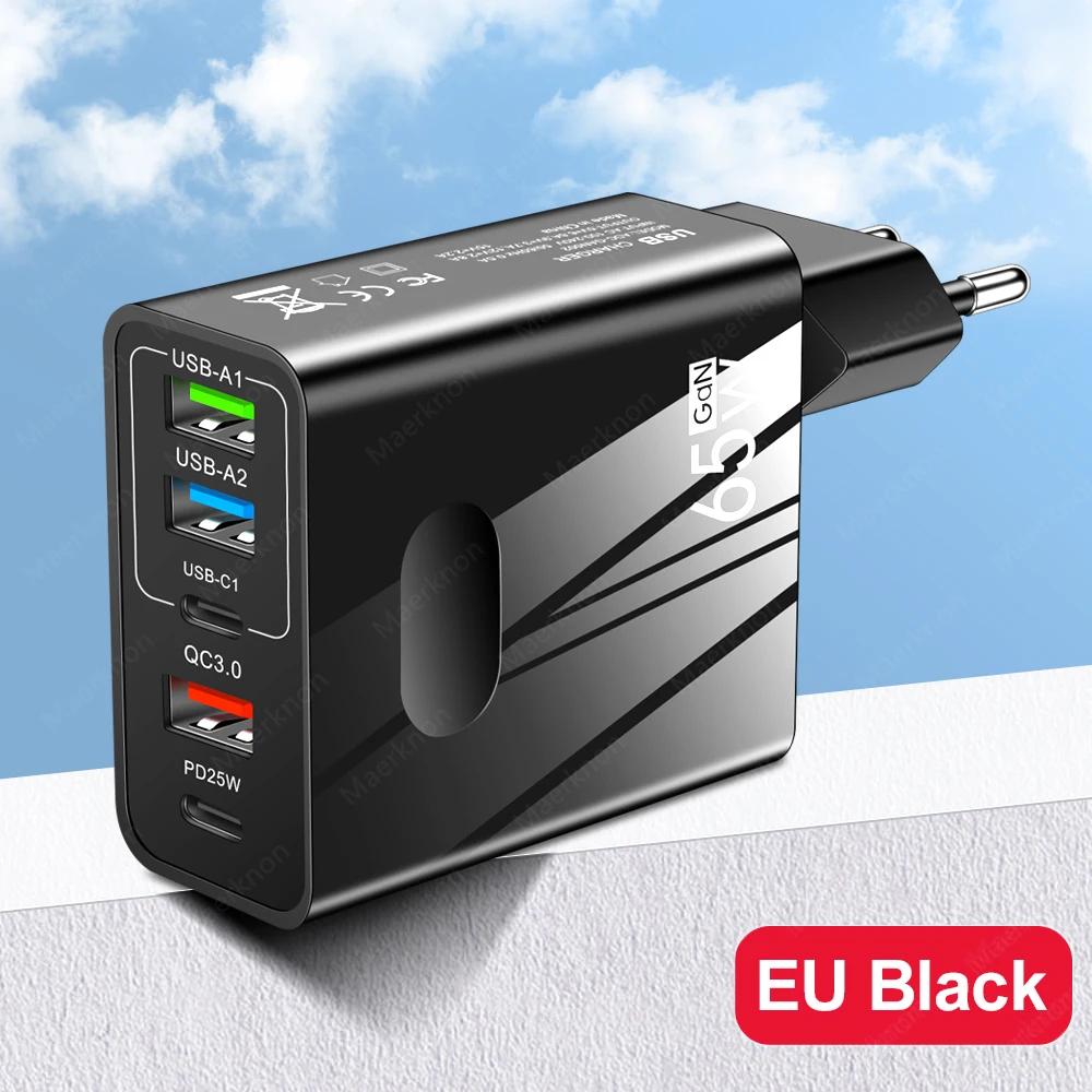5 Ports 65W GaN Fast Charger PD USB Type C Phone Charger Power Adapter For iPhone 14 13 Xiaomi Samsung Quick Charge Wall Charger | Fugo Best