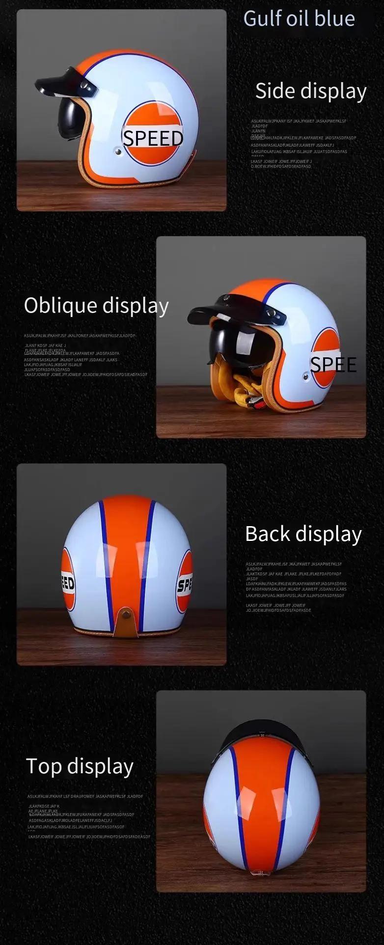 Retro semi-open motorcycle helmet cross-country motorcycle accessories motorcycle helmet 3/4 retro helmet in winter | Fugo Best
