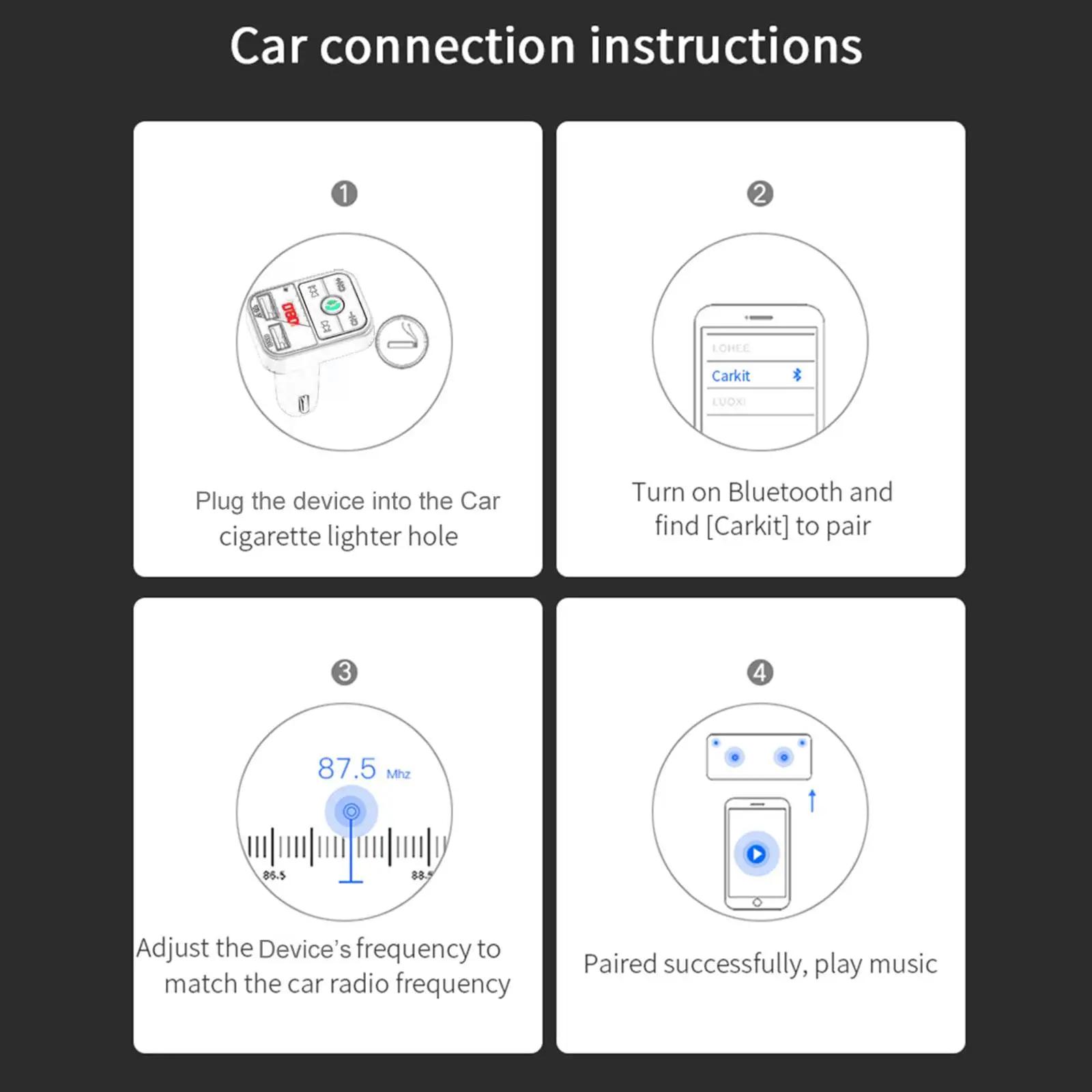 pd Fm Transmitter Bluetooth Wireless Car Kit Handfree Usb 3.1A Fast Car Charger Mp3 Music Aux Player Car Acessories | Fugo Best