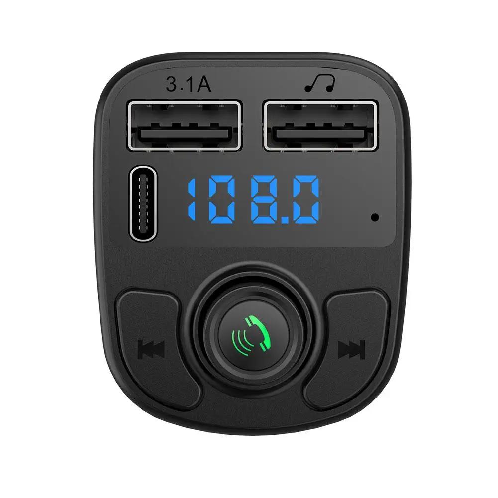 Handsfree Bluetooth FM Transmitter Car Kit With MP3 Fast Player Charger And Radio PD Adapter Type-C Dual USB 3.1A USB Charg G4B1 | Fugo Best