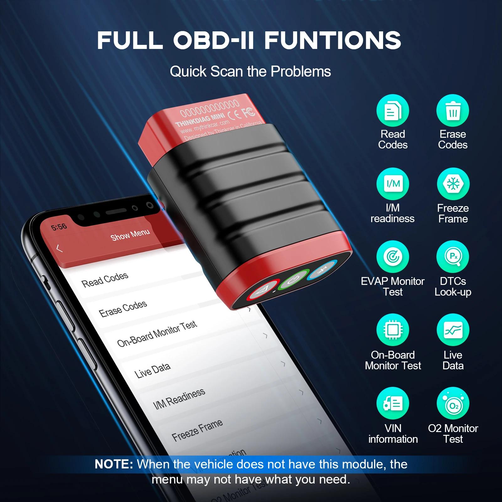 THINKCAR THINKDIAG Mini obd2 Bluetooth Scanner All Cars Full System Diagnose Lifetime Free Auto Diagnostic Tool Read/Clear Error | Fugo Best