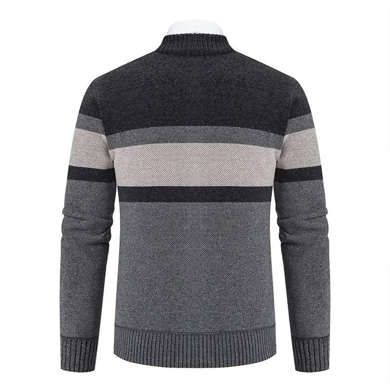 CASUMANL 2024 Elegant Golf Wear Men Sweater Coat Knit Slim Fit Zip Up Warm Striped New in Jackets Mens Designer Clothes | Fugo Best