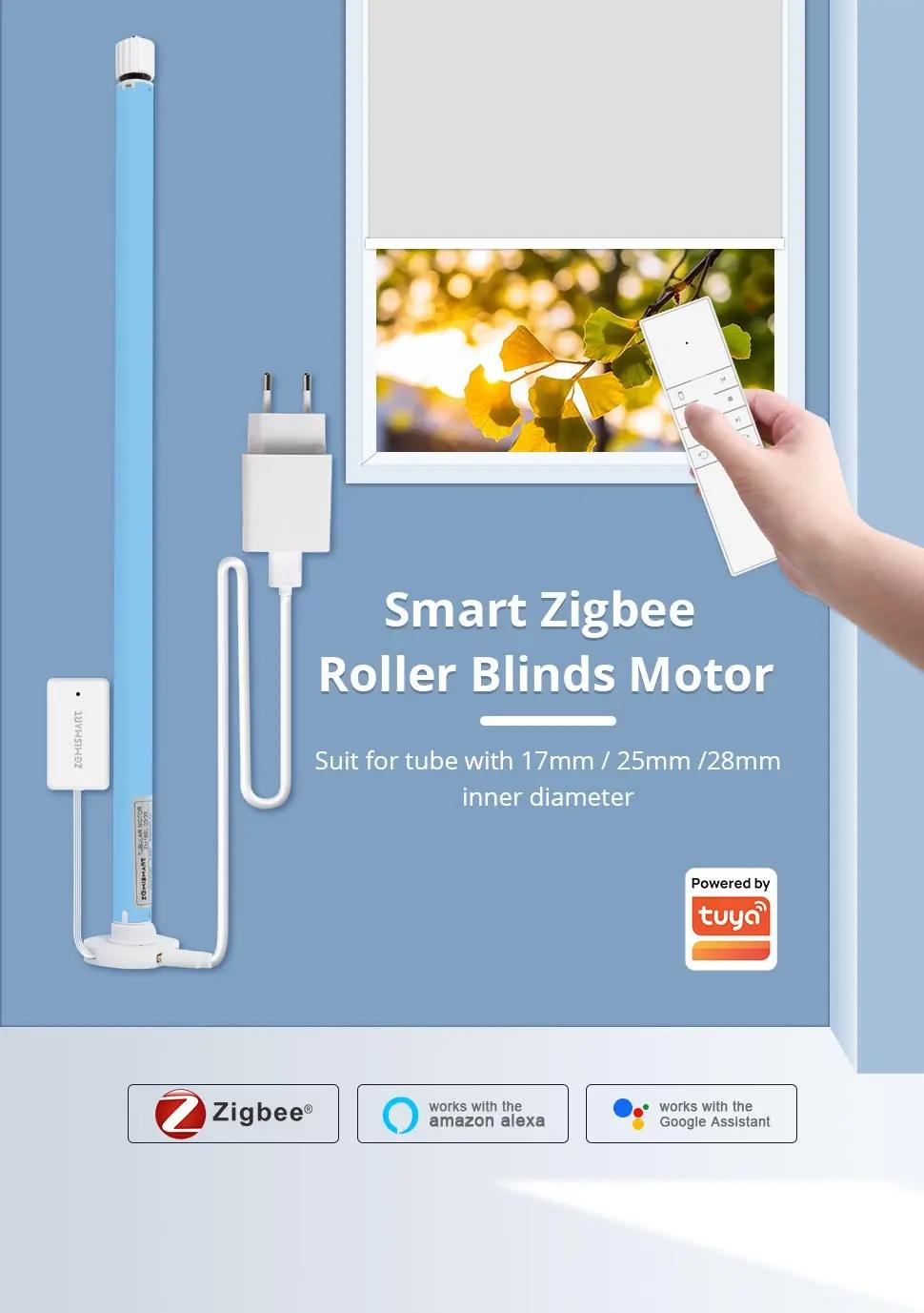 Zemismart Zigbee Roller Shade Blinds Motor for 17 25 28mm Tube Smart Electric Curtain Engine Works with Tuya Alexa Google Home | Fugo Best