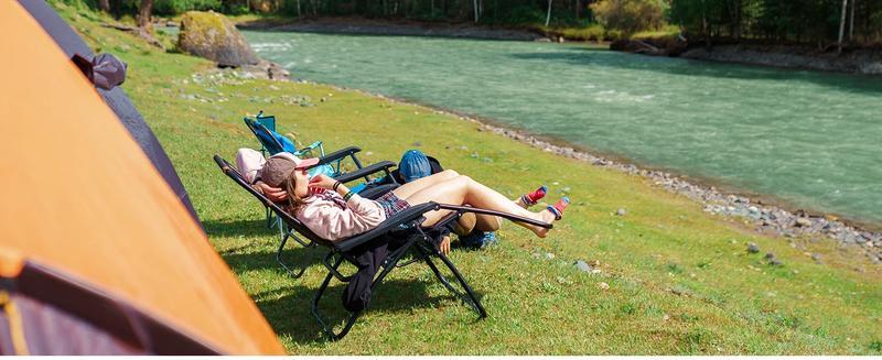 JHK Zero Gravity Set of 2 Portable Recliner Camping Patio Outdoor Garden Lounge Chair with Cup Holder Trays Adjustable Pillow | Fugo Best