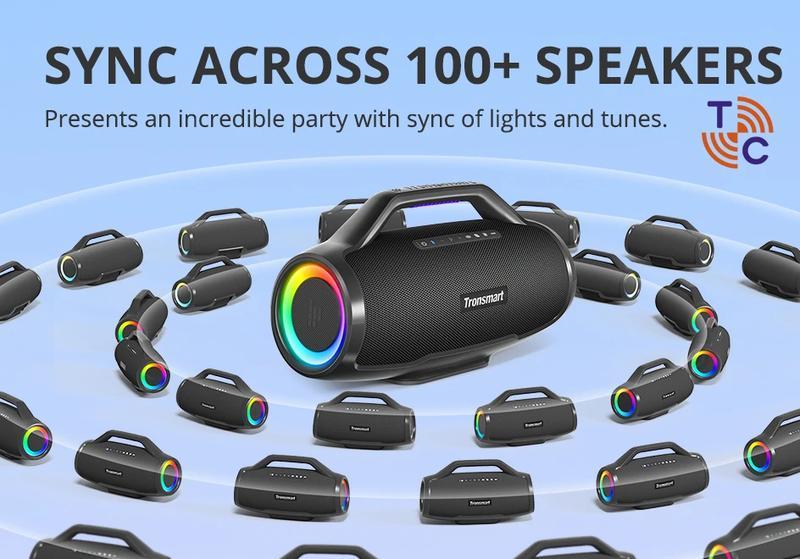 Tronsmart Bang Max Speaker Bluetooth Speaker with 130W, 3 Way Sound System, Sync Up 100+ Speakers, APP Control, Guitar/Mic Input | Fugo Best