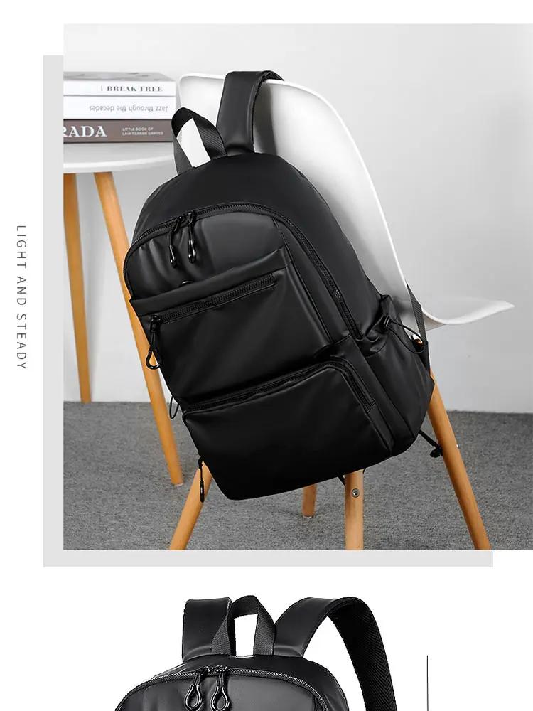 A 14 Inch Mens Backpack Large Capacity Travel Leisure Solid Color Pu Computer Backpack Fashion Men And Women Students Schoolbag | Fugo Best