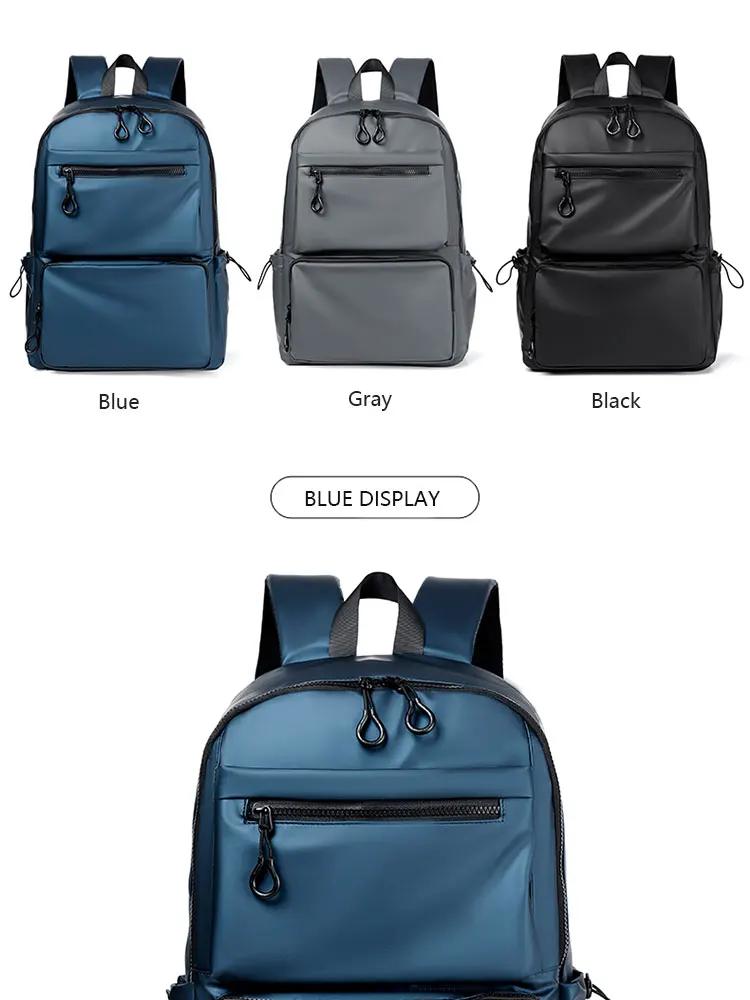 A 14 Inch Mens Backpack Large Capacity Travel Leisure Solid Color Pu Computer Backpack Fashion Men And Women Students Schoolbag | Fugo Best
