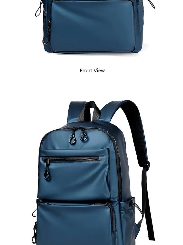 A 14 Inch Mens Backpack Large Capacity Travel Leisure Solid Color Pu Computer Backpack Fashion Men And Women Students Schoolbag | Fugo Best