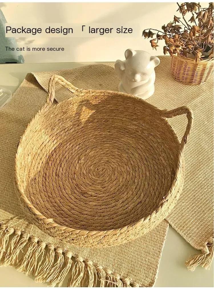 Four Seasons Universal Pure Handmade Vine Woven Cat Nest Seasonal Warmth Pad Detachable Washable Winter Pet Supplies Accessories | Fugo Best