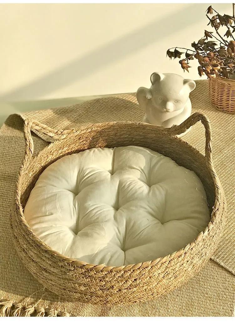 Four Seasons Universal Pure Handmade Vine Woven Cat Nest Seasonal Warmth Pad Detachable Washable Winter Pet Supplies Accessories | Fugo Best
