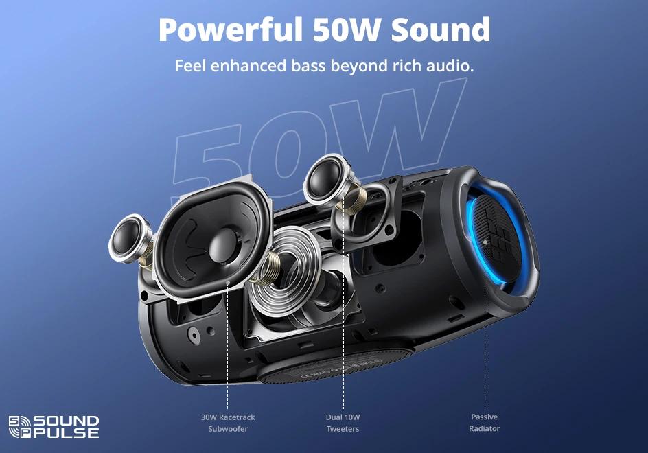 Tronsmart Mirtune S100 Speaker 50W Bluetooth Speaker with IPX7 Waterproof, APP Control, Built-in Powerbank & Retractable Handle | Fugo Best