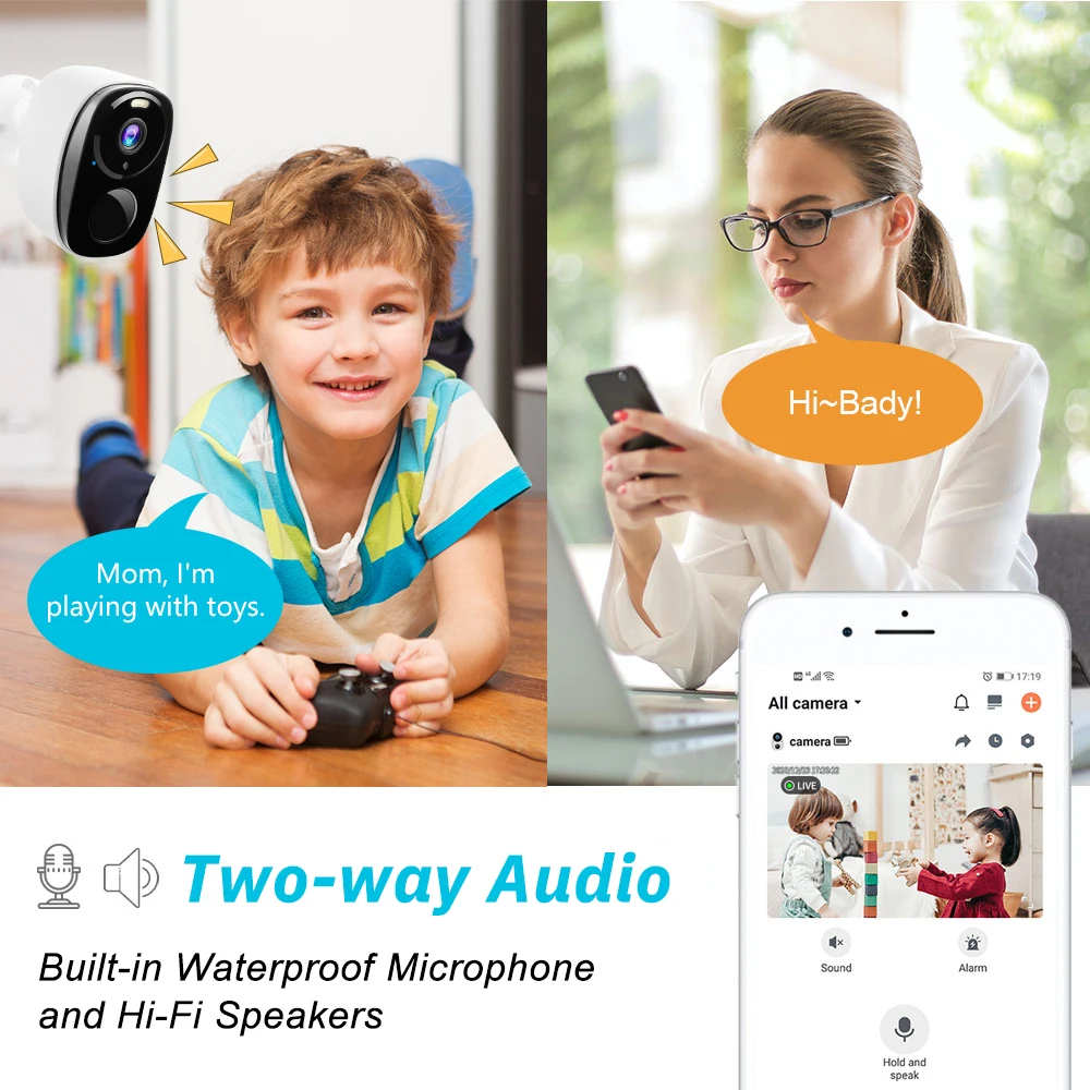 WiFi Camera Outdoor 2MP HD Wireless Solar Security Cameras Surveillance Color Night Vision Waterproof Camera Built-in Battery | Fugo Best