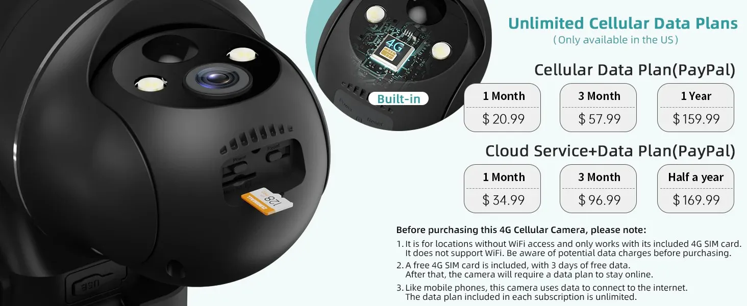 ZUMIMALL 4G LTE Cellular Solar Security Camera Outdoor, No WiFi,Solar Powered with Color Night Vision,SIM Included | Fugo Best
