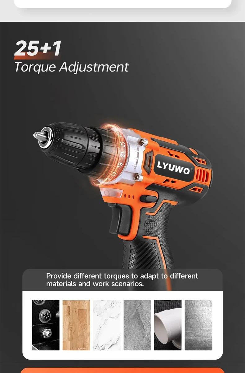 LYUWO Cordless Drill 40N Electric Screwdriver With Screwdriver Head, Two Wireless Power Drive Battery Tools | Fugo Best